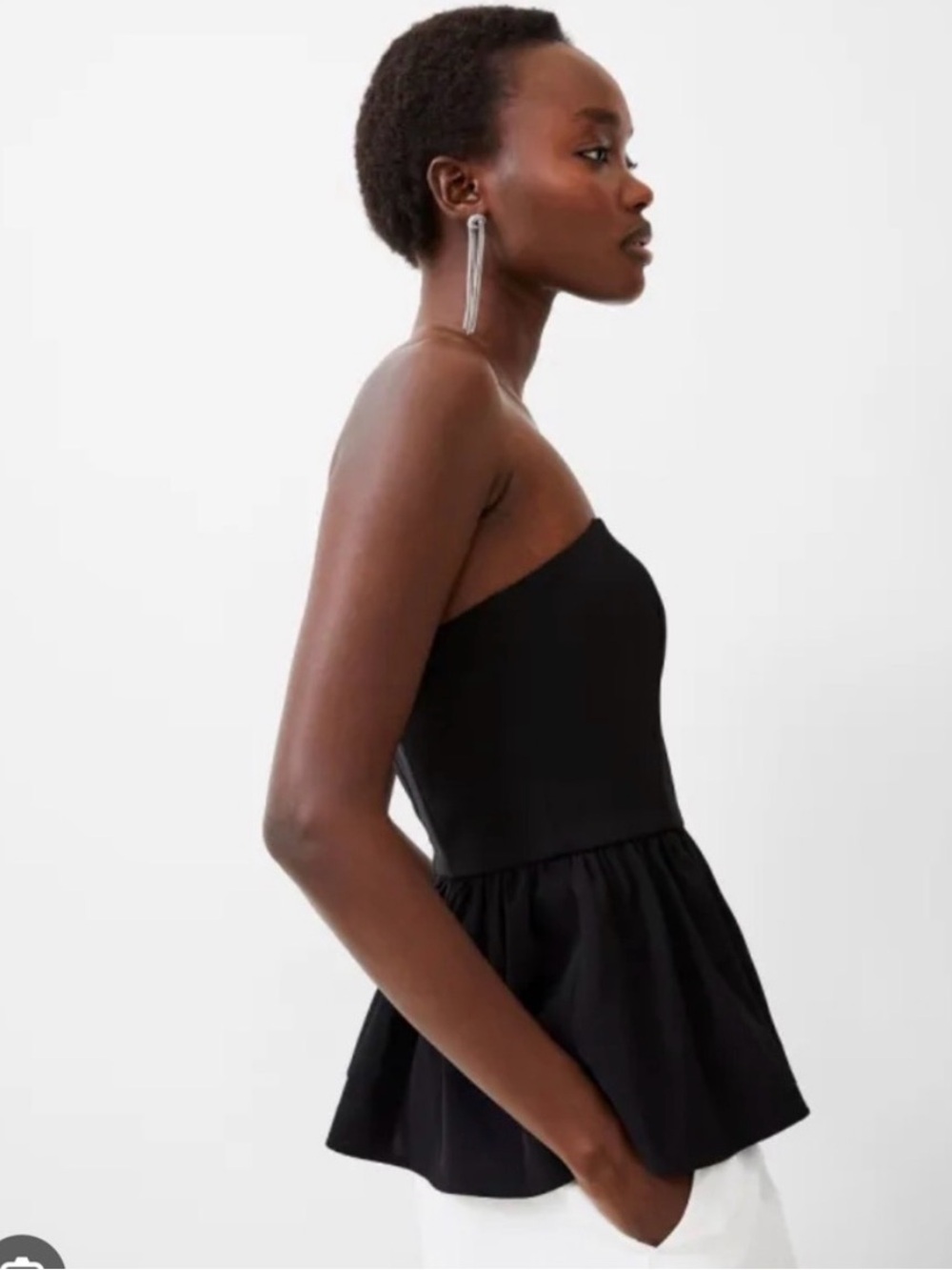 French Connection Black Strapless Peplum Camisole
